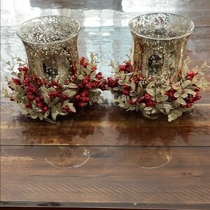 Elegant gold and Red Holiday Candle Holders